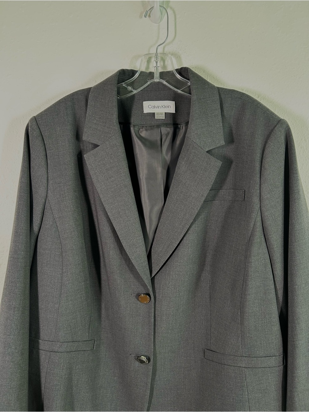 Calvin Klein Two Button Blazer Suit Jacket Womens Plus Size 22W Gray Work Office - Picture 2 of 11